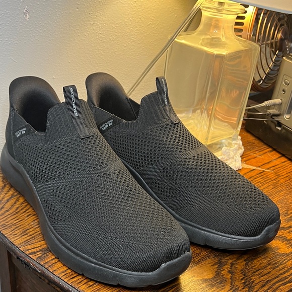Skechers Black Knit Slip-On Sneakers - Picture 1 of 5